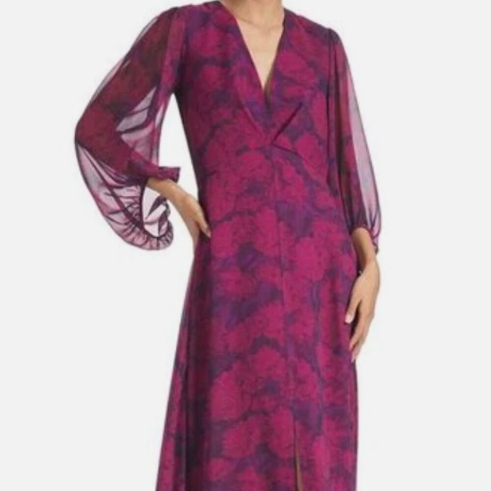 Sachin + Babi Magenta and Purple Floral V-Neck Maxi Dress